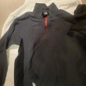 Gray Quarter-Zip Pullover with Red Accent
